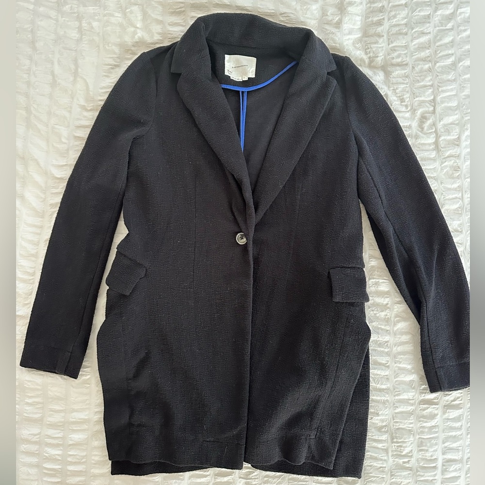 ANTHROPOLOGIE Black Peacoat Knit Jacket Sz Medium